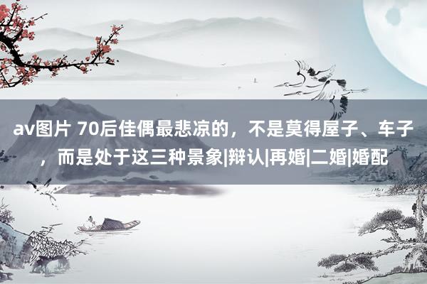 av图片 70后佳偶最悲凉的，不是莫得屋子、车子，而是处于这三种景象|辩认|再婚|二婚|婚配