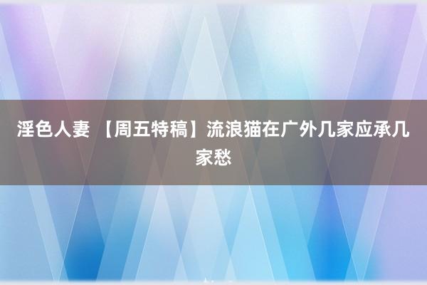 淫色人妻 【周五特稿】流浪猫在广外　几家应承几家愁