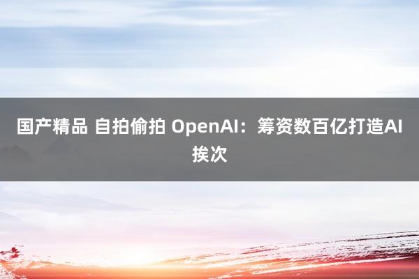 国产精品 自拍偷拍 OpenAI：筹资数百亿打造AI挨次