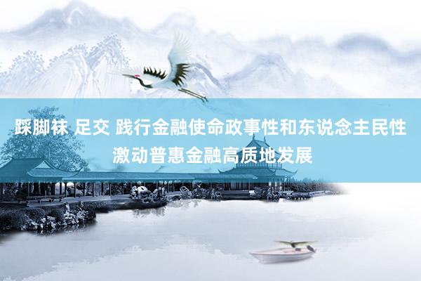 踩脚袜 足交 践行金融使命政事性和东说念主民性 激动普惠金融高质地发展