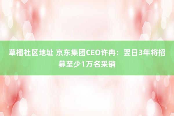 草榴社区地址 京东集团CEO许冉：翌日3年将招募至少1万名采销