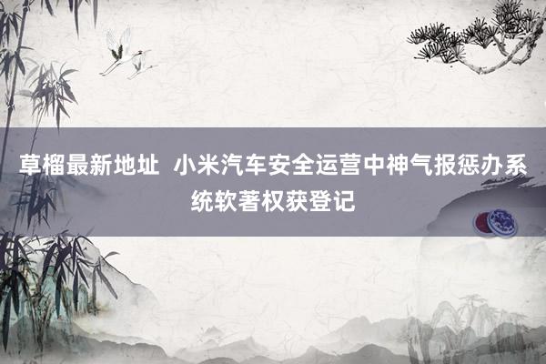 草榴最新地址  小米汽车安全运营中神气报惩办系统软著权获登记