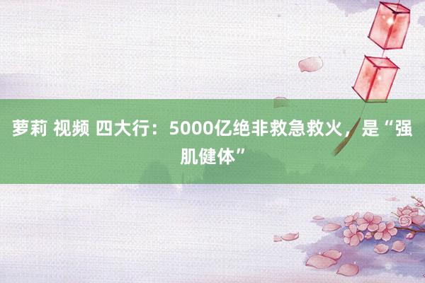 萝莉 视频 四大行：5000亿绝非救急救火，是“强肌健体”